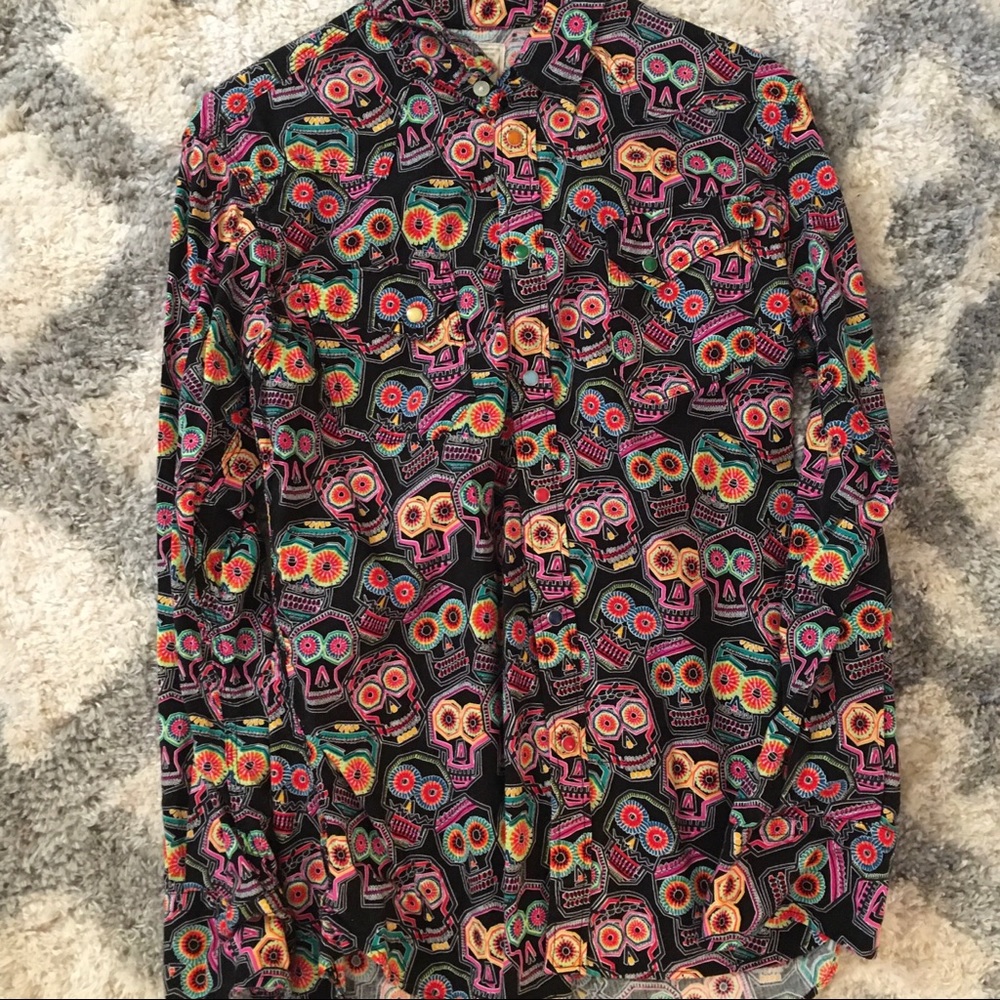 Vintage sugar skull cowboy shirt